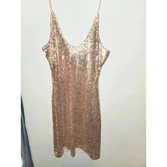 Fashion Nova Champagne Holiday Sequin Dress - Picture 5 of 6